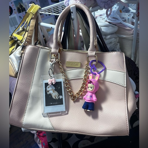 Vintage Bebe Pink and white Handbag with Gold Chain - Picture 1 of 3